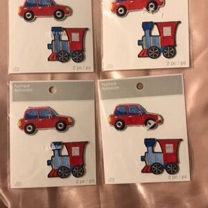 Simplicity Red and Blue Car & Train Iron-On Appliqué Set